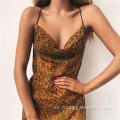 Diseño Summer Bodycon Vestido estampado de leopardo sexy western